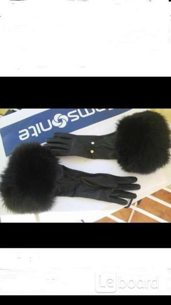 Фото: Купить перчатки новые versace италия кожа черные мех лиса песец двойной размер 7 7,5 44 46 s m в Москве, цена 65500 рублей — объявление